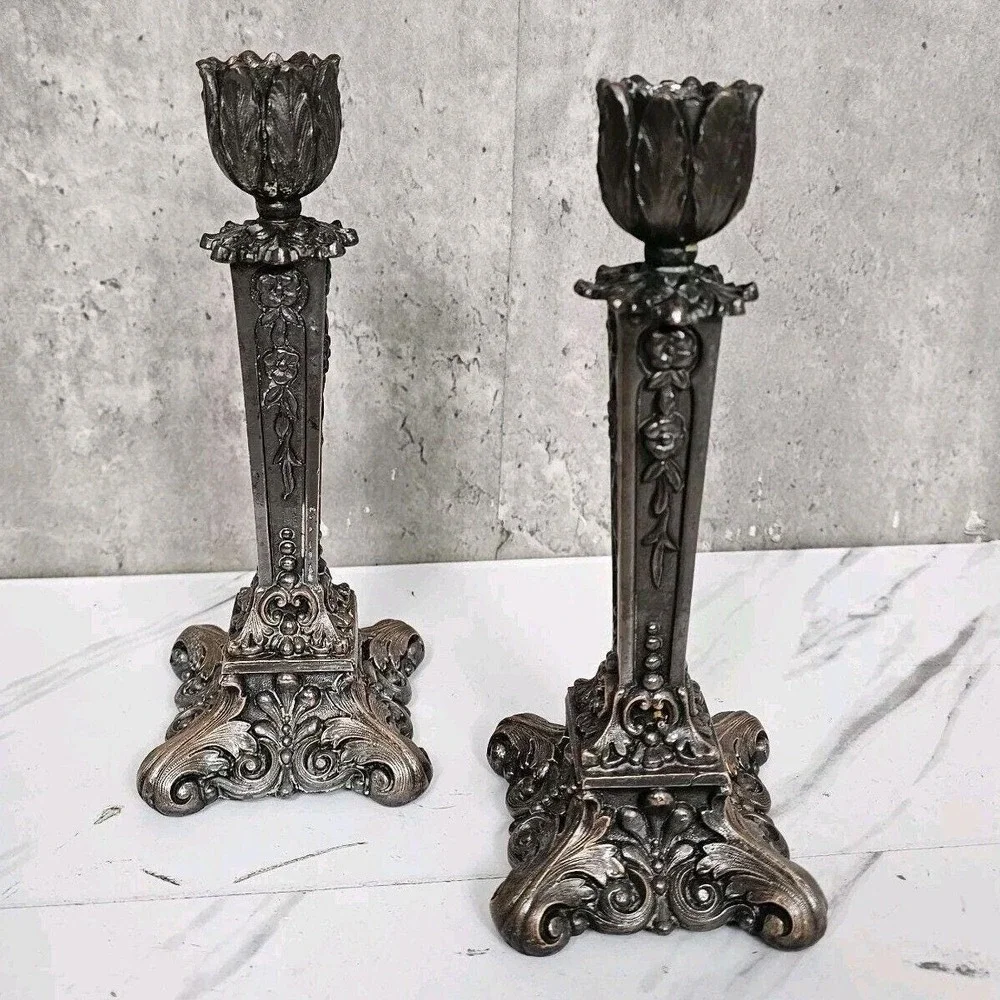 Antique K&O Kronheim Oldenbusch Candlesticks‎ Victorian EPNS Pair Victorian